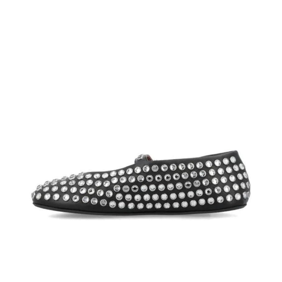 ALAïa Suede Glass-Embellished Ballet Flats