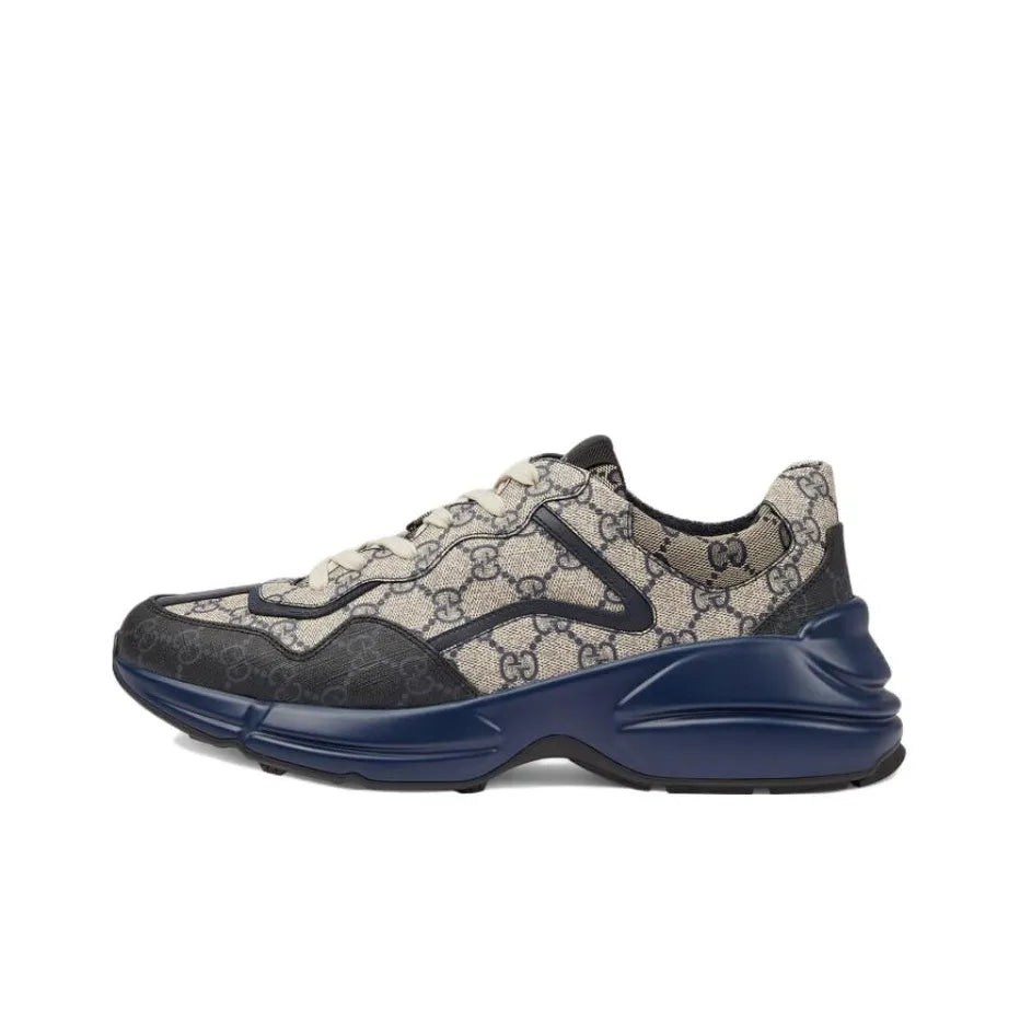 GUCCI Rhyton Beige Blue Synthetic Leather Sneakers