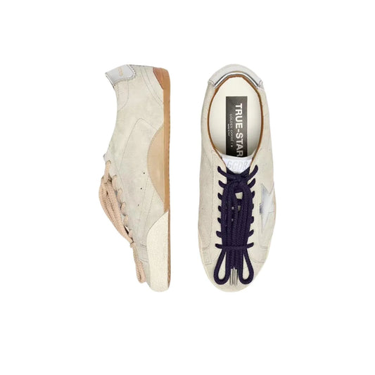 Golden Goose True Star Light Gray Sliver Star and tab heel Sneakers