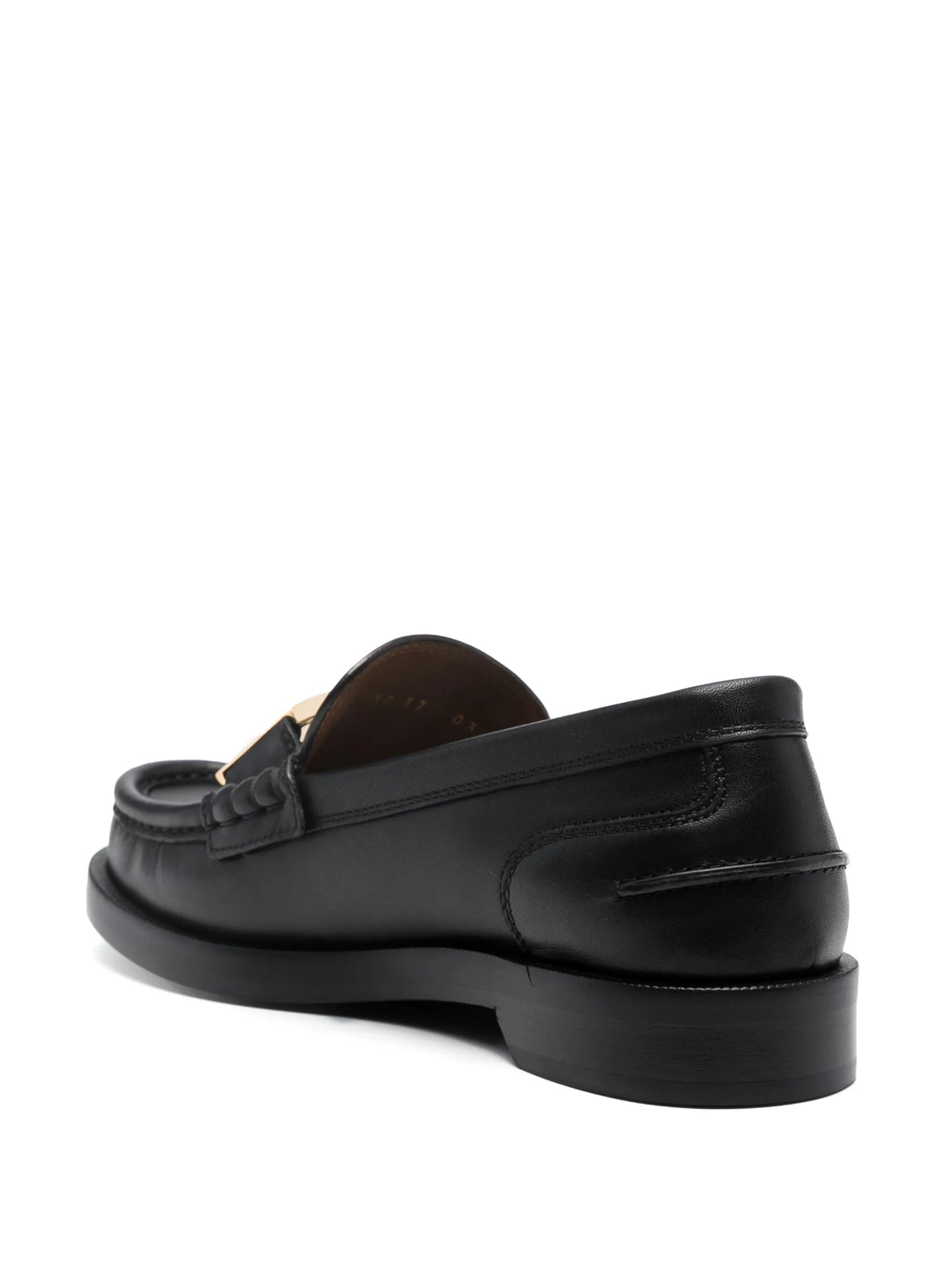 FENDI FF logo-plaque Black leather loafers