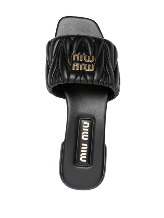 Miu Miu matelassé Black leather sandals