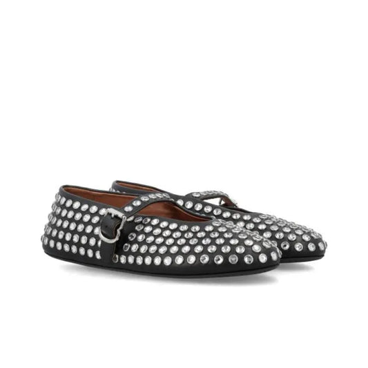 ALAïa Suede Glass-Embellished Ballet Flats