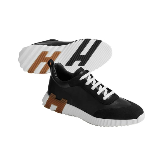 Hermès Bouncing Noir Blanc Étoupe Leather Sneakers