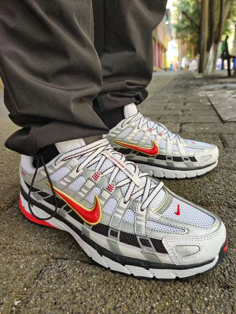 Nike P 6000 Abrasion Resistant White Red Sneakers