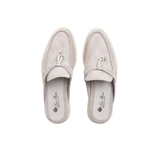 Loro Piana Suede Summer Gray Cut Mules