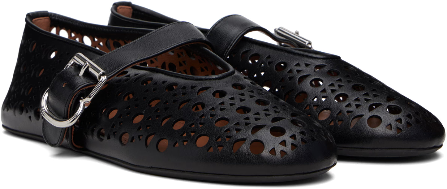 Alaia Black Vienne Lambskin Ballerina Flats
