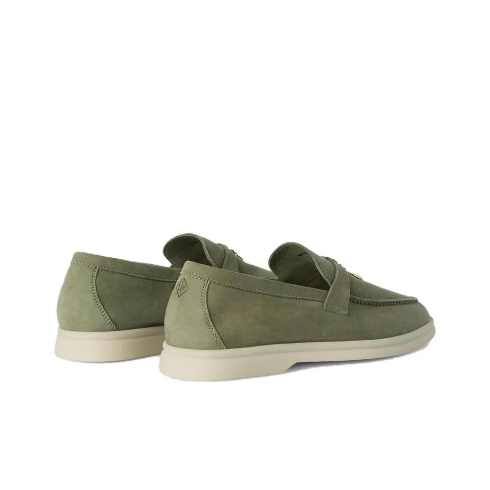 Loro Piana Summer Charms Walk Loafer Ribbon Green Suede
