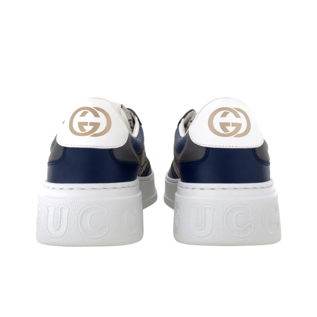 GUCCI GG Beige and Blue Supreme Low Top Sneakers