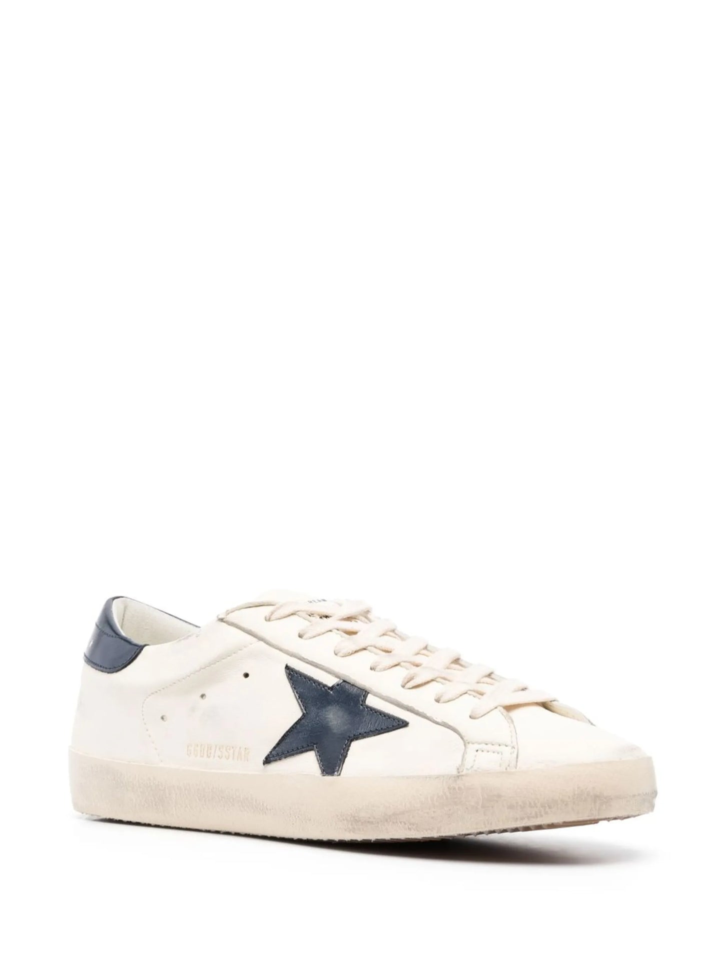 Golden Goose Super-Star nappa with navy star and heel tab