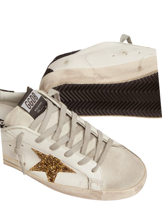 Golden Goose leather Super-Star with Gold star and black heel tab
