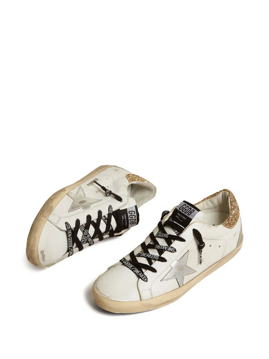 Golden Goose Super-Star with Sliver star and Gold Glitter heel tab Sneakers