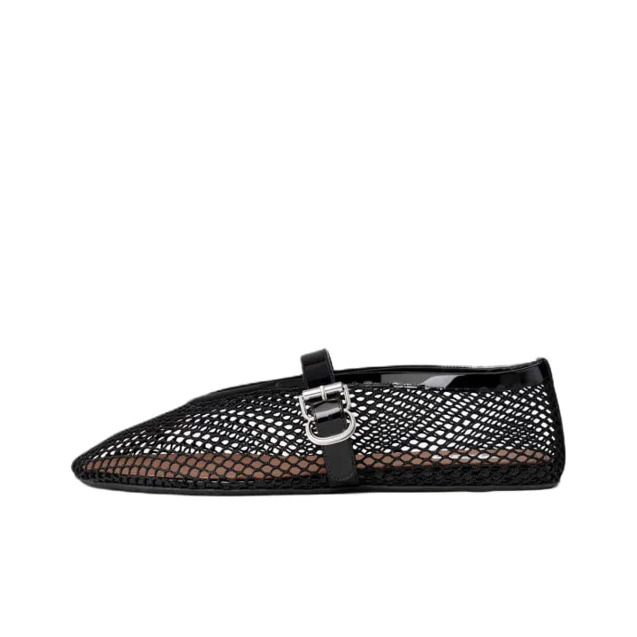Alaia Fishnet Ballet Flats Black in Crystal Mesh