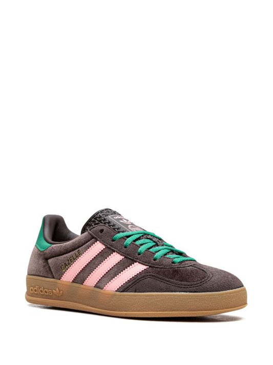 Adidas Gazelle Indoor in the Dark Brown Glow Pink Court Green