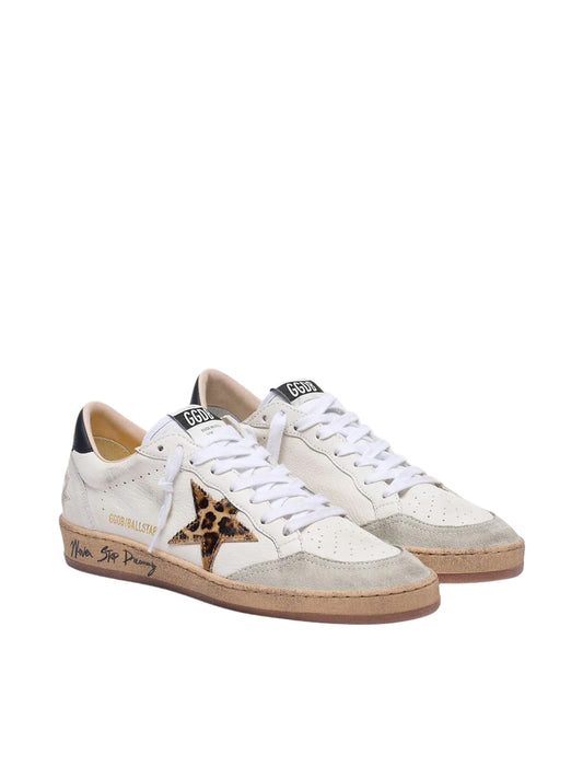 Golden Goose Ball Star with leopard print pony skin star and black heel tab