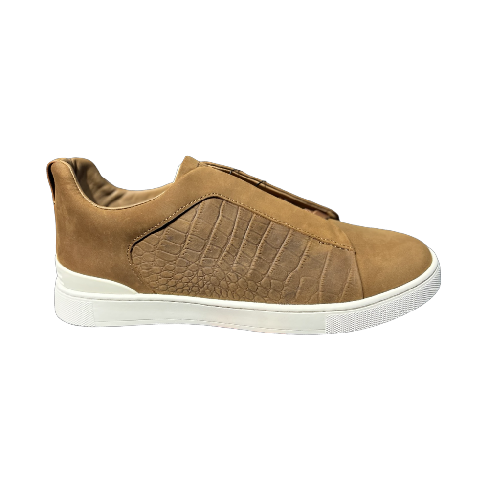 ZEGNA Crocodile Leather Triple Stitch Secondskin Light brown