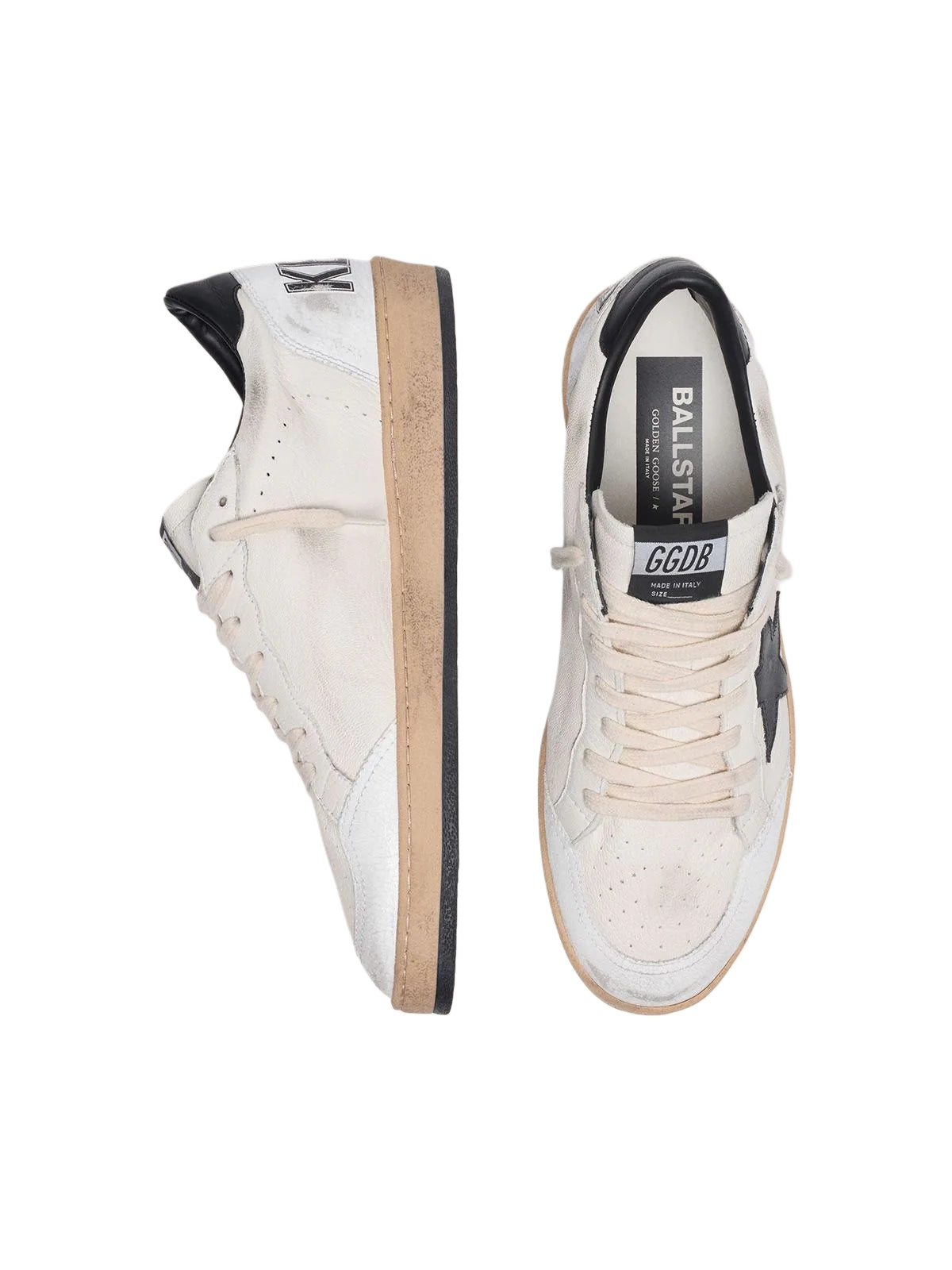 Golden Goose Ball Star in white nappa with black star