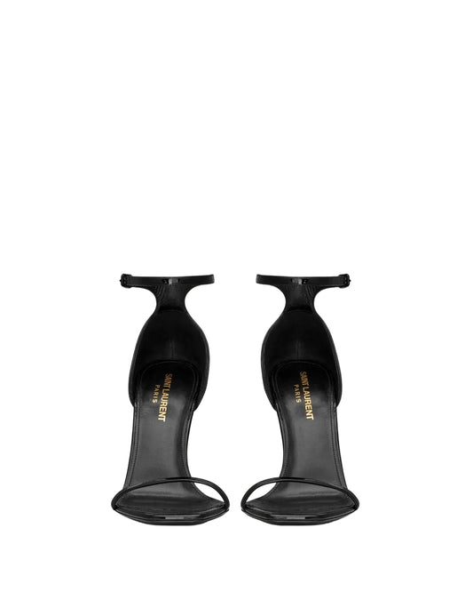 Saint Laurent OPYUM Sandals in Patent Leather Black