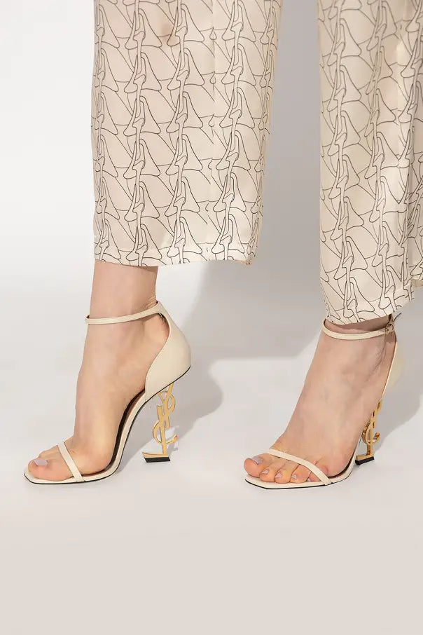 Saint Laurent Opyum cream leather ankle strap