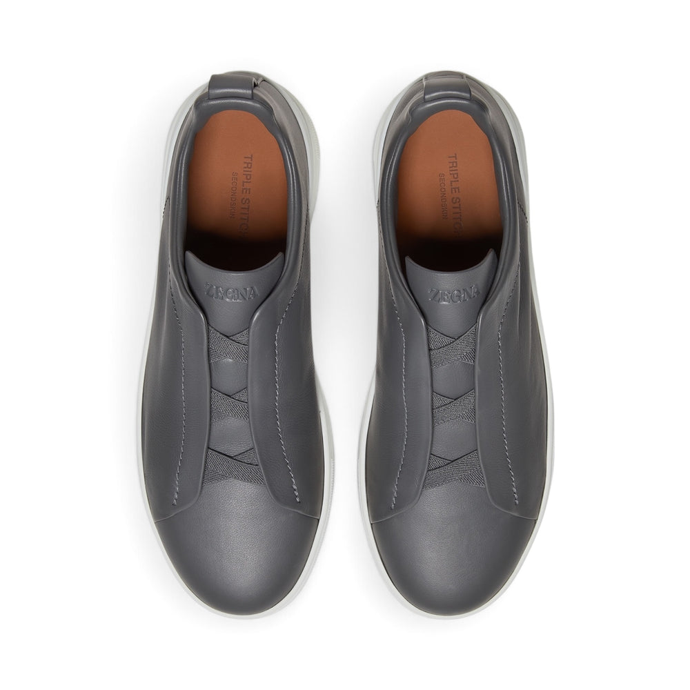 Zegna Grey Triple Stitch SECONDSKIN Sneakers