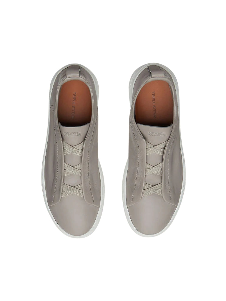 Zegna Light Grey Triple Stitch SECONDSKIN Sneakers