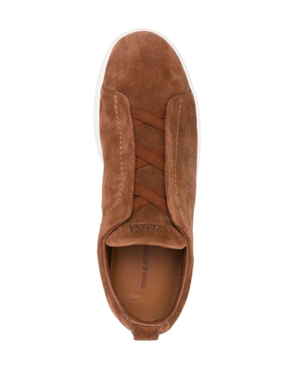 Zegna Suede Triple Stitch camel brown