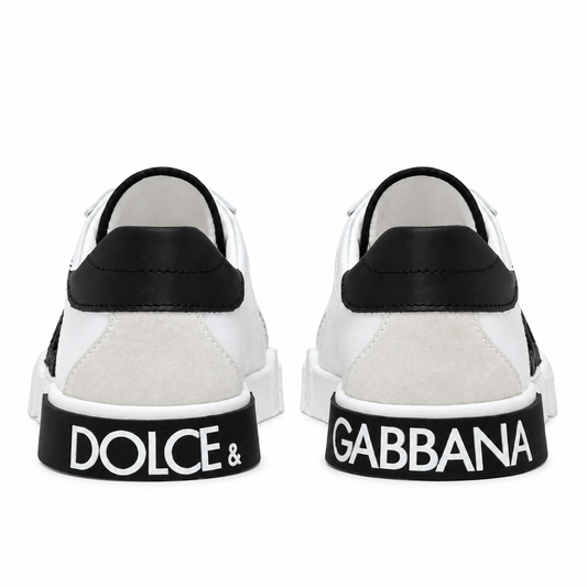 Dolce & Gabbana Portofino Leather Sneakers white and black