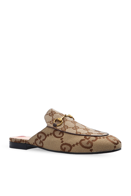 Gucci Princetown Jumbo GG Slipper Mule in a beige and brown