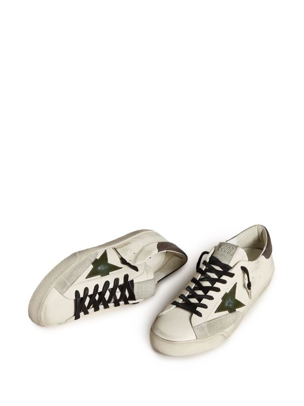Golden Goose Super-Star in nappa with green leather star and gray leather heel tab
