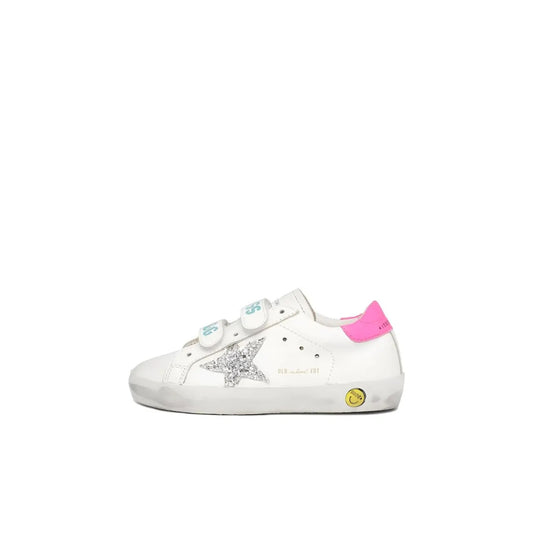 Golden Goose Old School Sneakers with Glittery Star in Leather Kids Sneakers