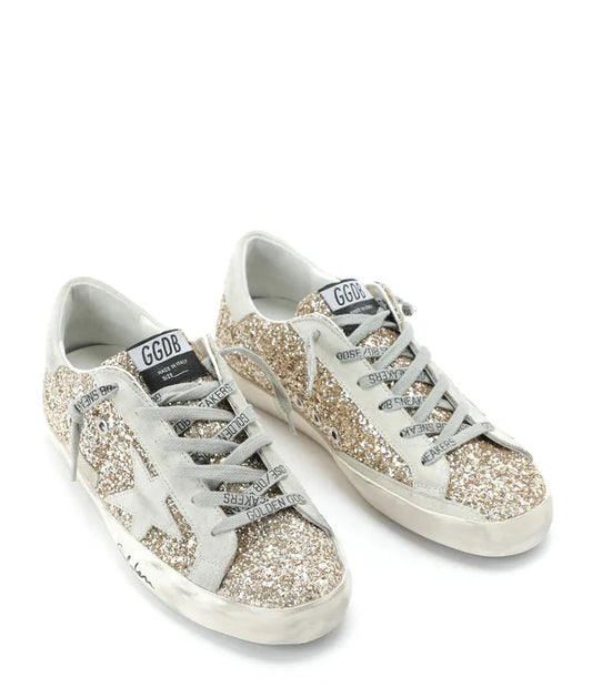 Golden Goose Super-Star Gold Glitter Sneakers