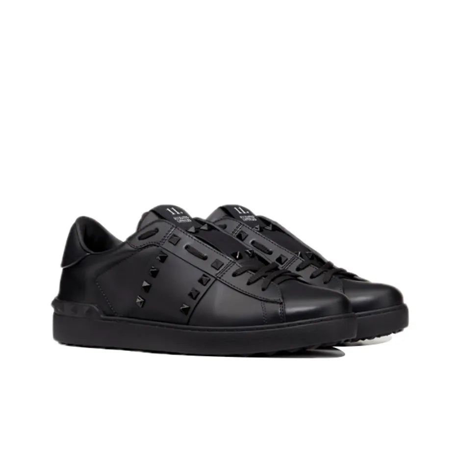 Valentino Garavani Black In Calfskin Leather With Black Tonal Studs Sneakers
