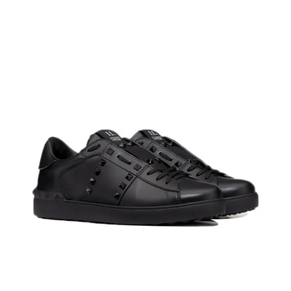 Valentino Garavani Black In Calfskin Leather With Black Tonal Studs Sneakers