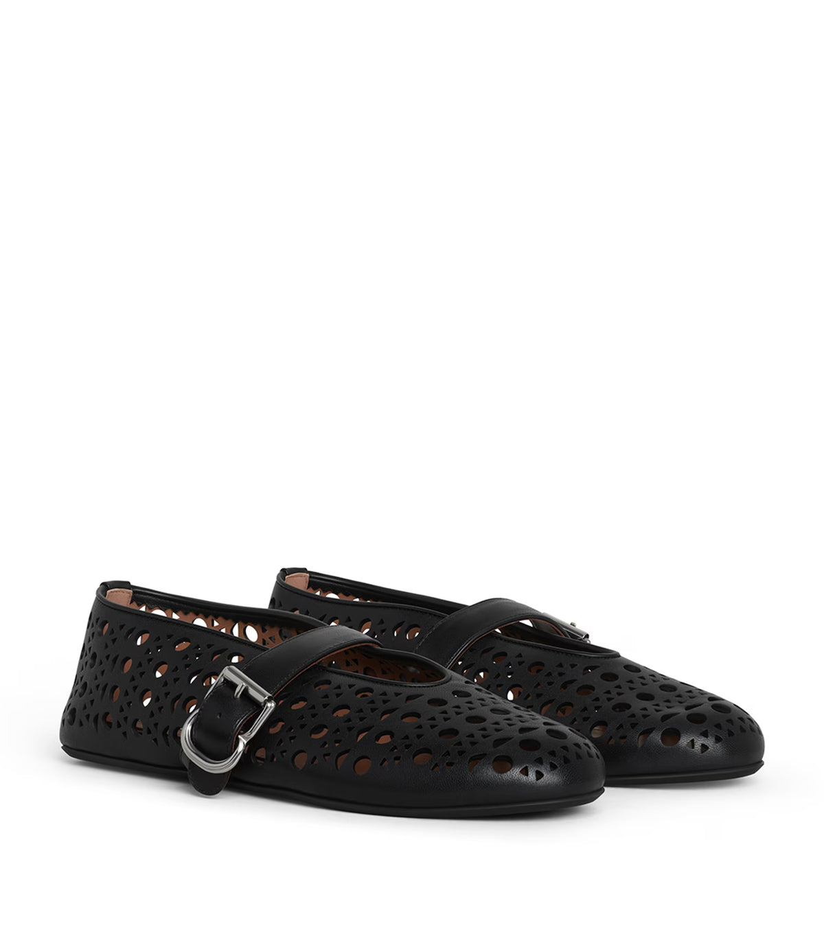 Alaia Black Vienne Lambskin Ballerina Flats