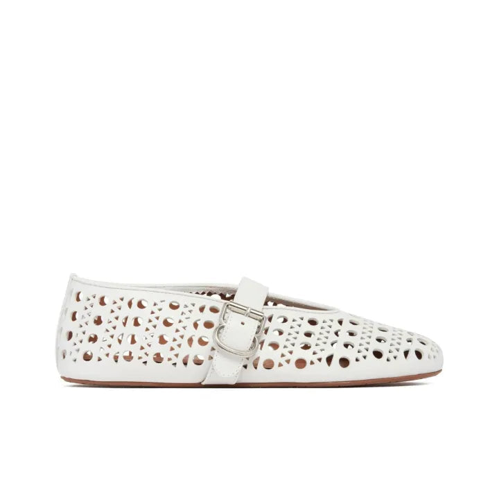 Alaia White Vienne Lambskin Ballerina Flats
