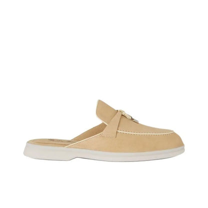 Loro Piana Suede Summer Beige Cut Mules_Unique Store