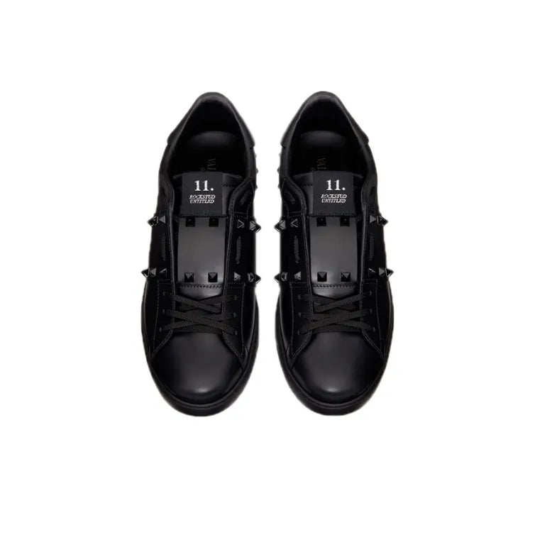 Valentino Garavani Black In Calfskin Leather With Black Tonal Studs Sneakers