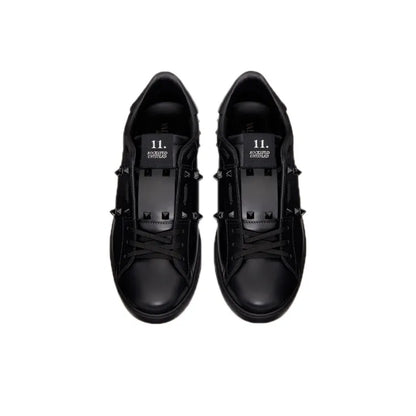 Valentino Garavani Black In Calfskin Leather With Black Tonal Studs Sneakers