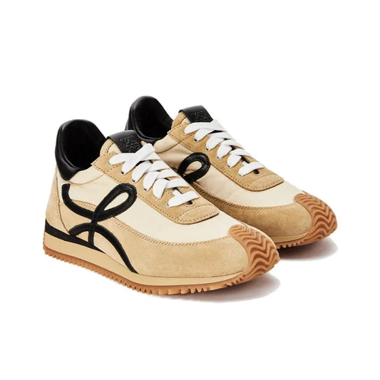 Loewe Flow Runner in nylon and suede Gold Black Sneakers