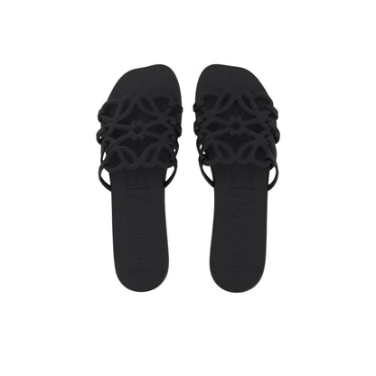 Loewe Petal Anagram Black Slides