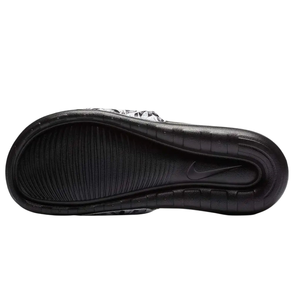 Nike Victori One Printed Slide featuring black white tropical floral