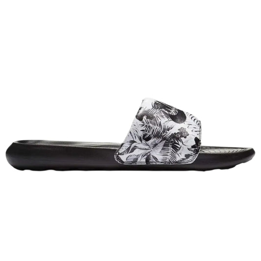 Nike Victori One Printed Slide featuring black white tropical floral