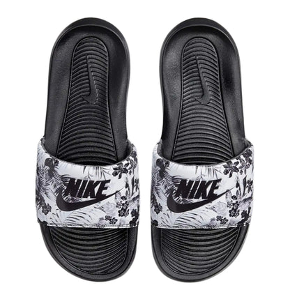 Nike Victori One Printed Slide featuring black white tropical floral
