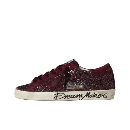 Golden Goose Super Star Dream Maker Burgyndy Glitter Sneakers