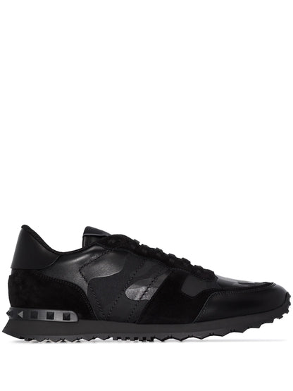 Valentino Garavani Rockrunner Black camouflage sneakers_Unique Store