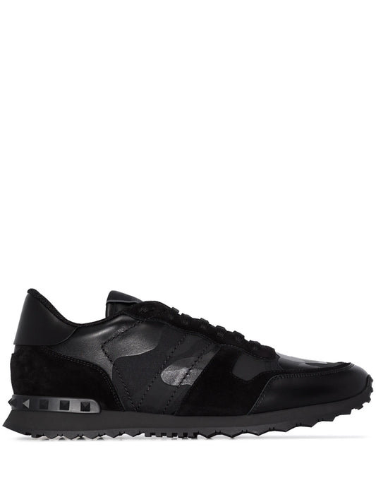 Valentino Garavani Rockrunner Black camouflage sneakers_Unique Store