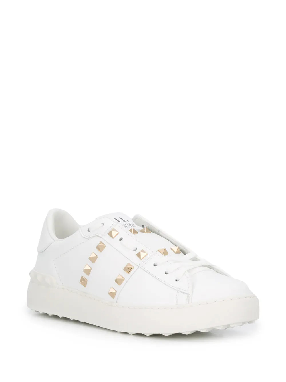 Valentino Garavani White In Calfskin Leather With Gold Tonal Studs Sneakers