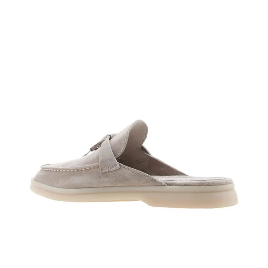 Loro Piana Suede Summer Gray Cut Mules