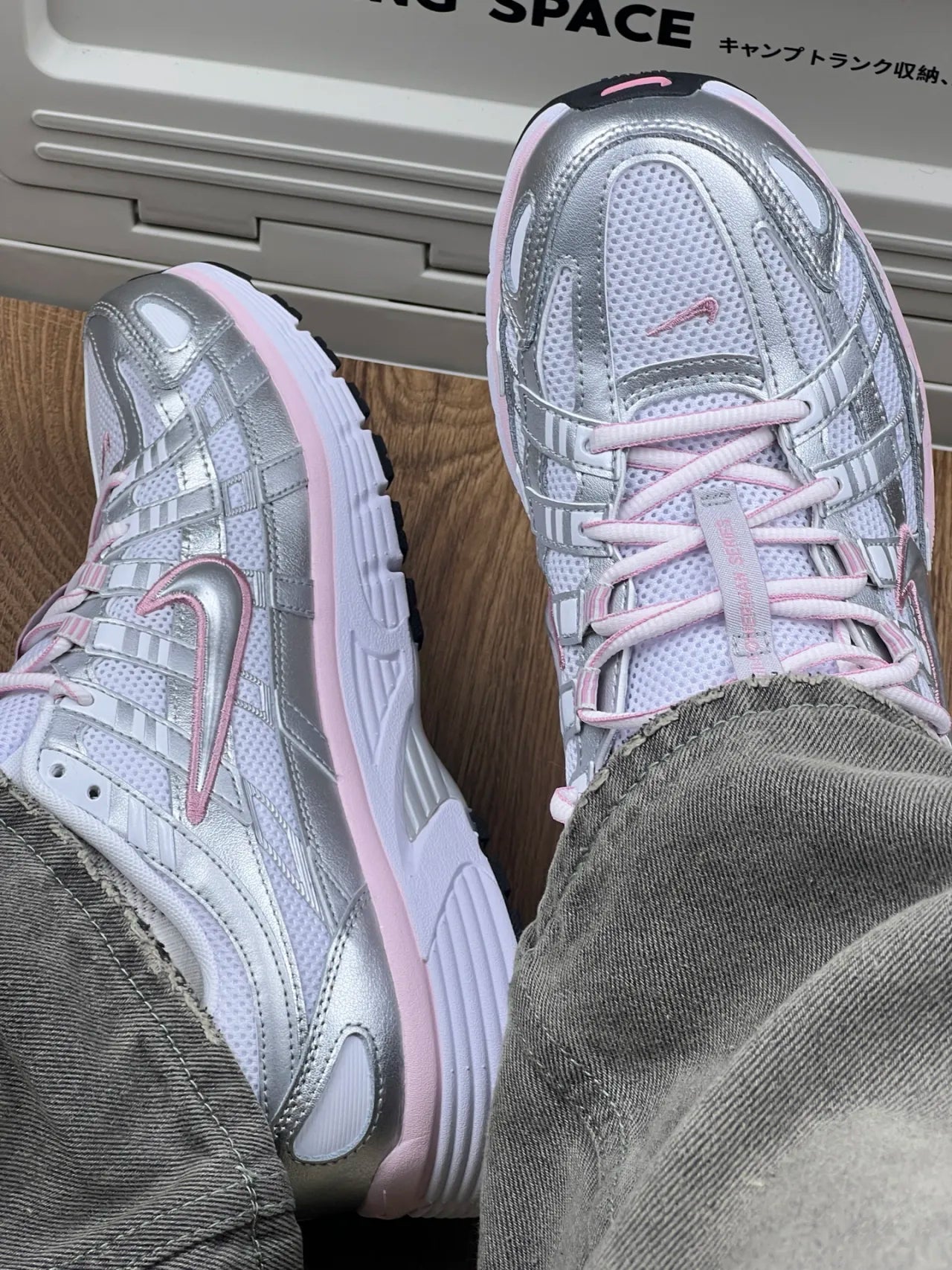 Nike P 6000 Abrasion Resistant White Silver Pink Sneakers