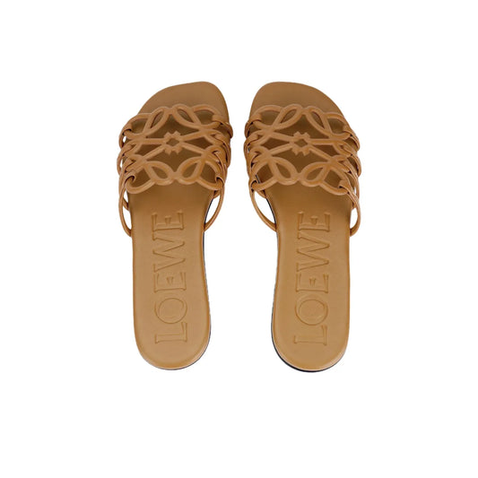 Loewe Petal Anagram Brown Slides