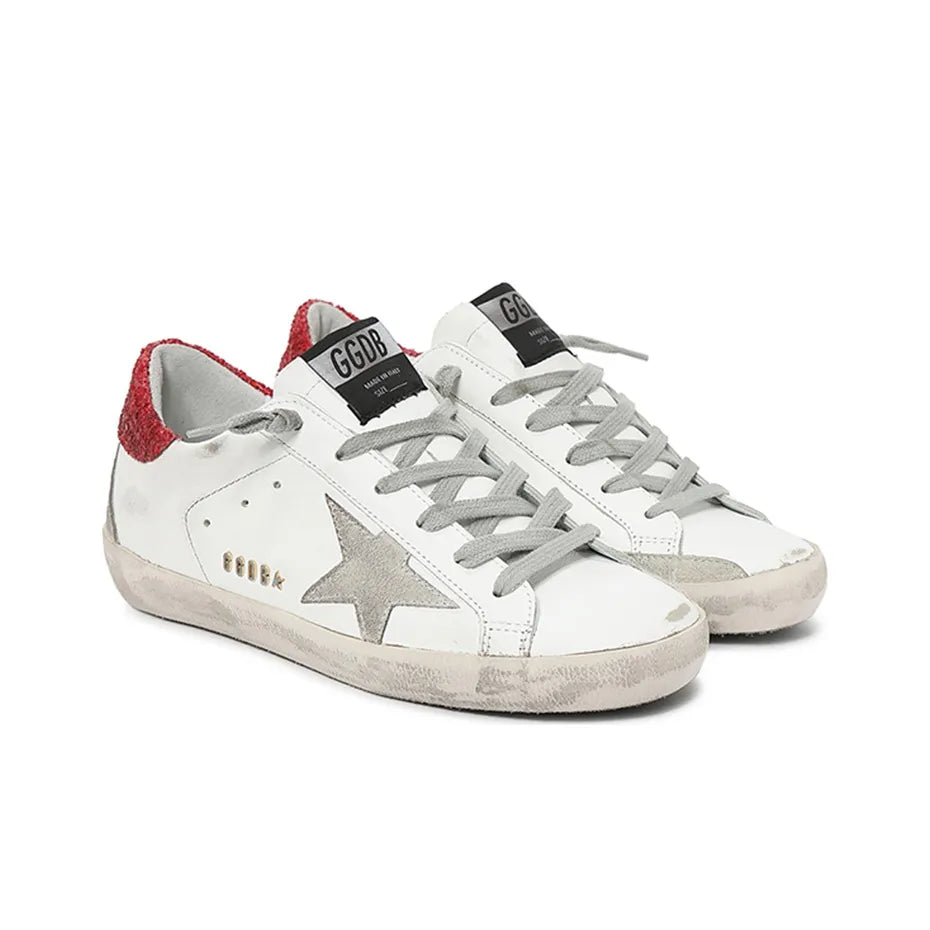 Golden Goose Super Star Nappa Star and Red Glitter tab heel Sneakers